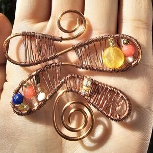 Copper Wire Wrapped Beaded Dragonfly